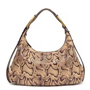 Margot Alexandra Stirrup Snake Print Leather Hobo Bag